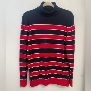 Tommy Hilfiger Turtleneck Red and Blue Striped Sweater